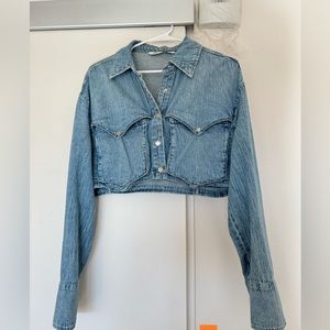 Zara Cropped Denim Top Shirt Jacket